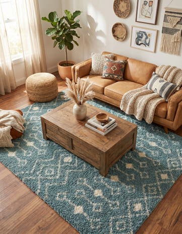 7' 10 x 7' 10 Moroccan Trellis Shag Square Rug