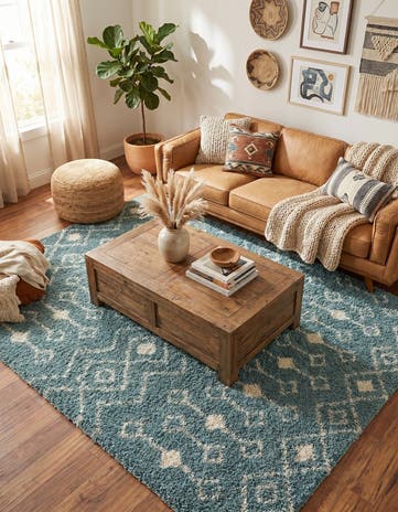 7' 10 x 7' 10 Moroccan Trellis Shag Square Rug