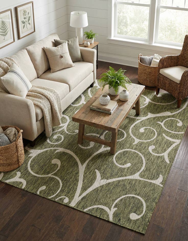 Detail image of 5' 3 x 8' Easy-Clean Botanical Indoor / Outdoor Rug
