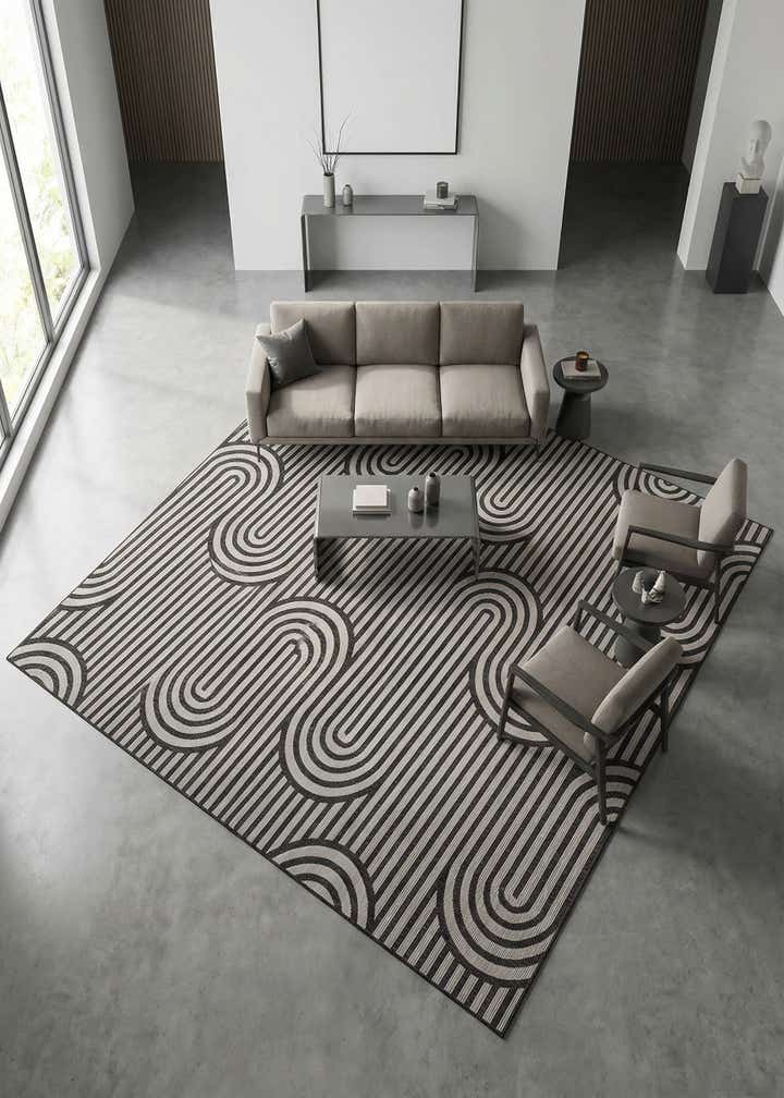 10' x 10' Easy-Clean Modern Indoor / Outdoor Square Rug