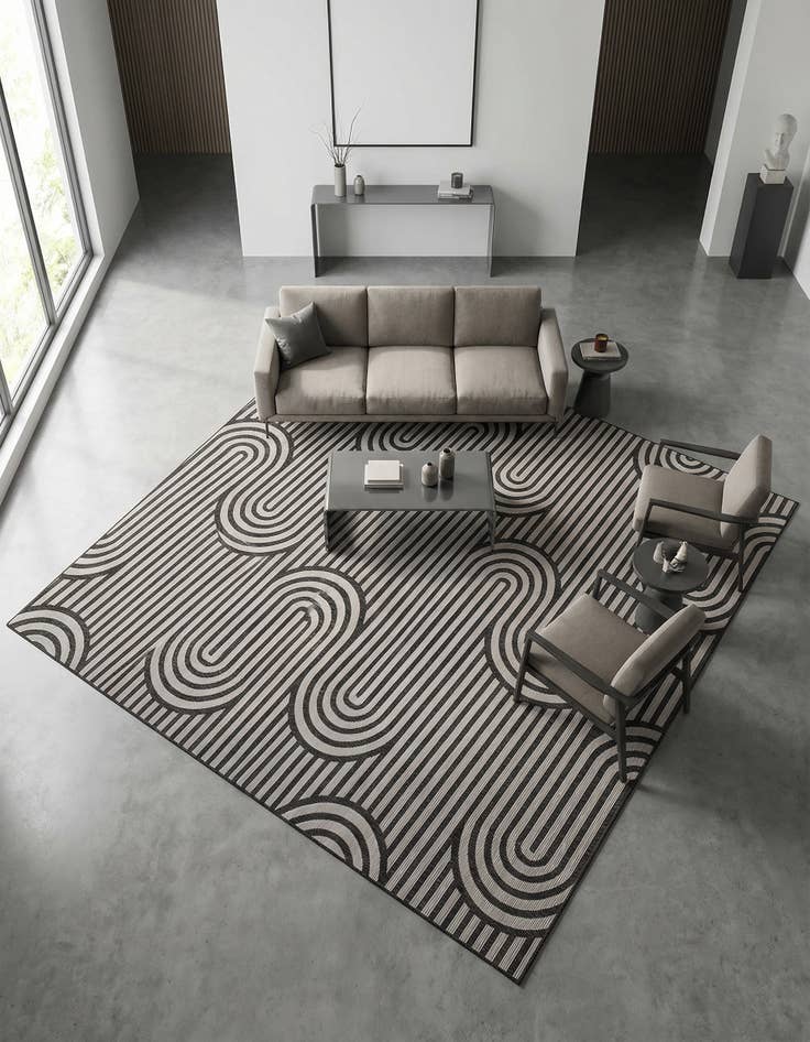Detail image of 10' x 10' Easy-Clean Modern Indoor / Outdoor Square Rug