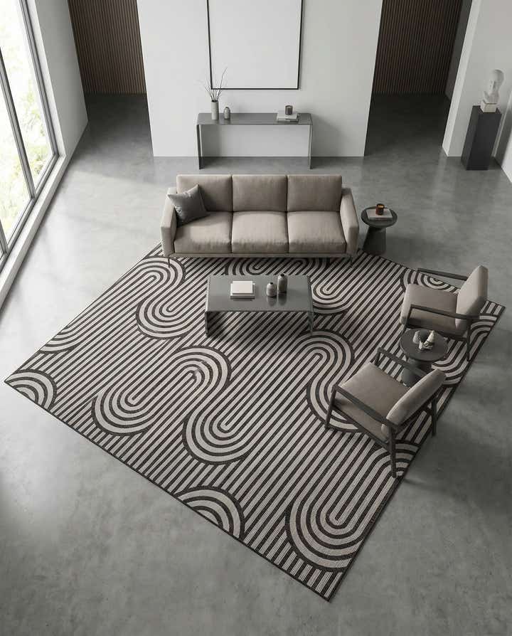10' x 10' Easy-Clean Modern Indoor / Outdoor Square Rug