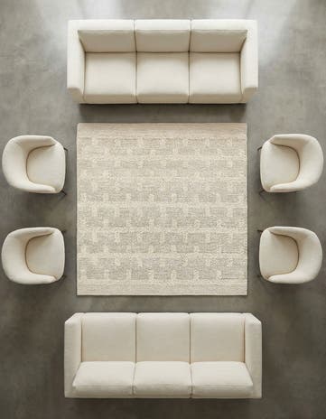 Ivory Hand Woven Lana New Zealand Wool Square Rug