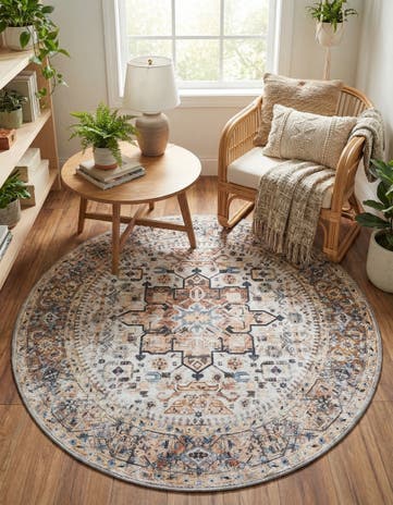 4' x 4' Washable Yara Round Rug