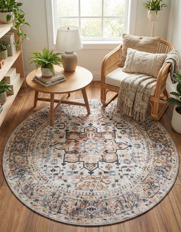 4' x 4' Washable Yara Round Rug