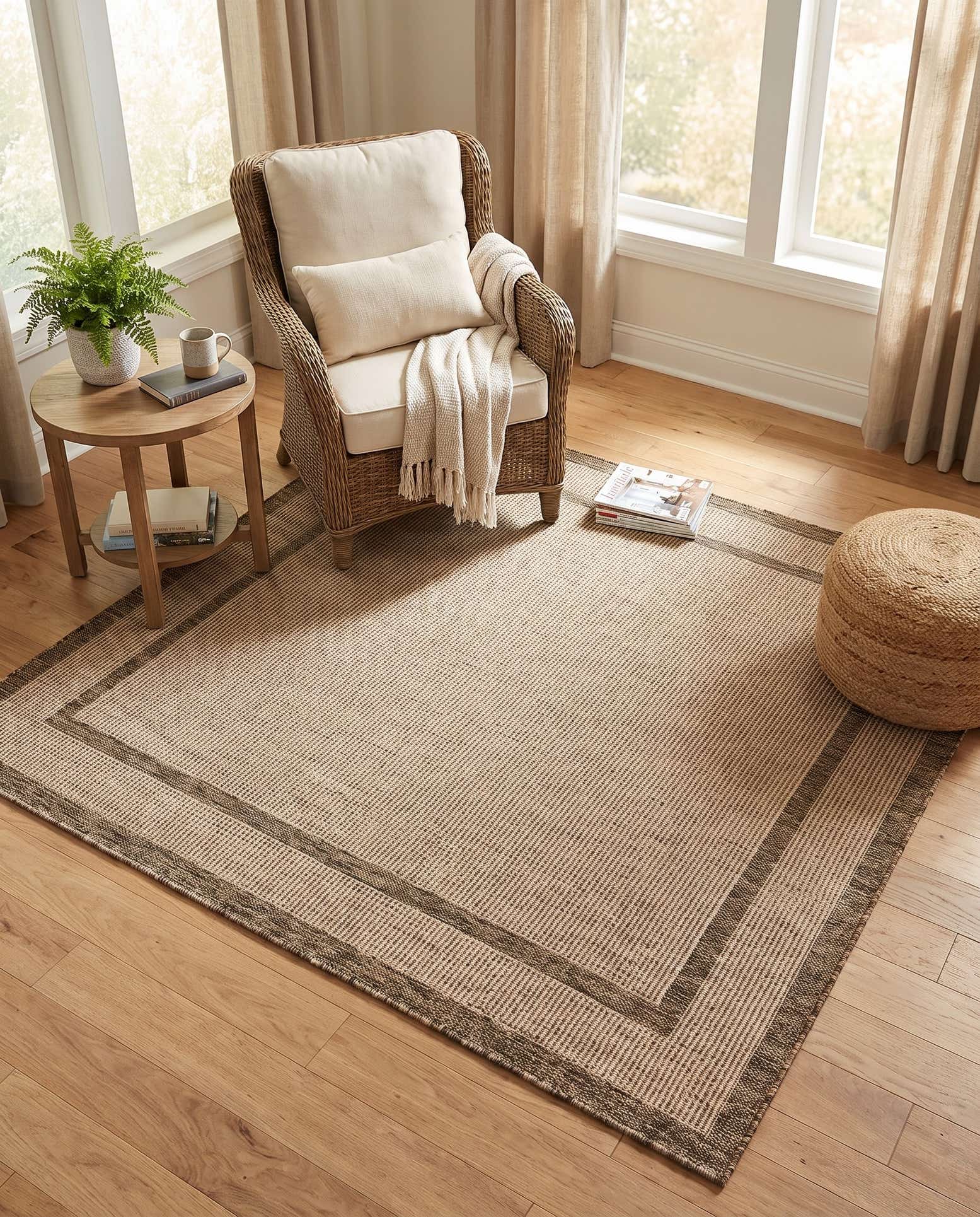 6' x 6' Easy-Clean Border Indoor / Outdoor Square Rug