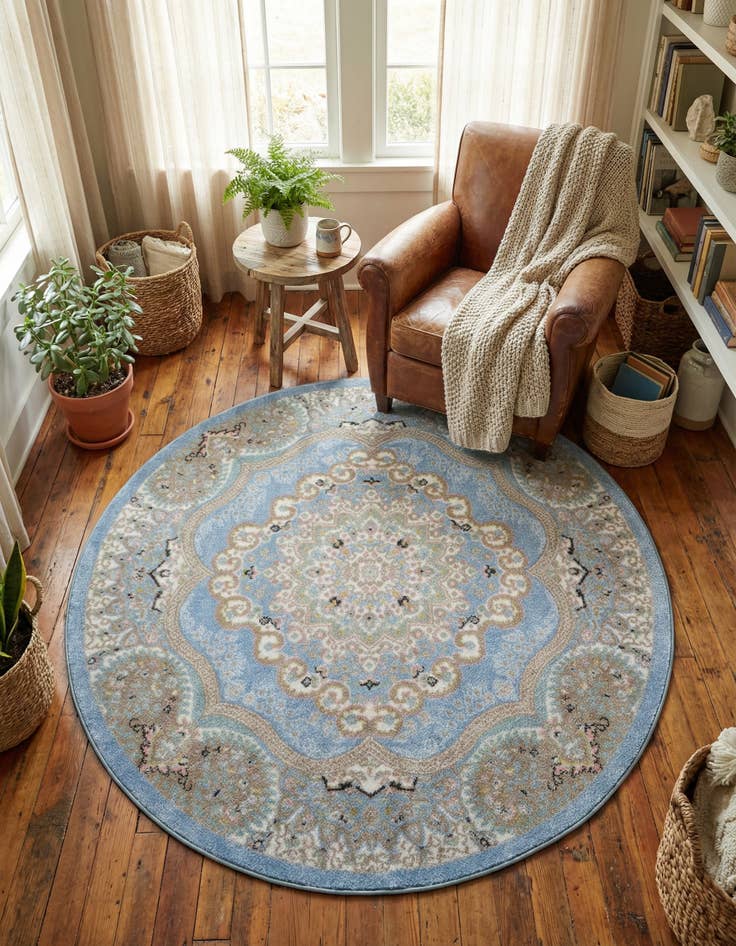Detail image of 5' 3 x 5' 3 Kamala Washable Round Rug
