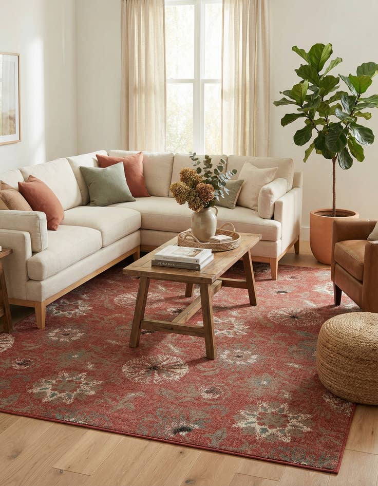 Detail image of 7' 10 x 10' Washable Botanical Indoor / Outdoor Rug