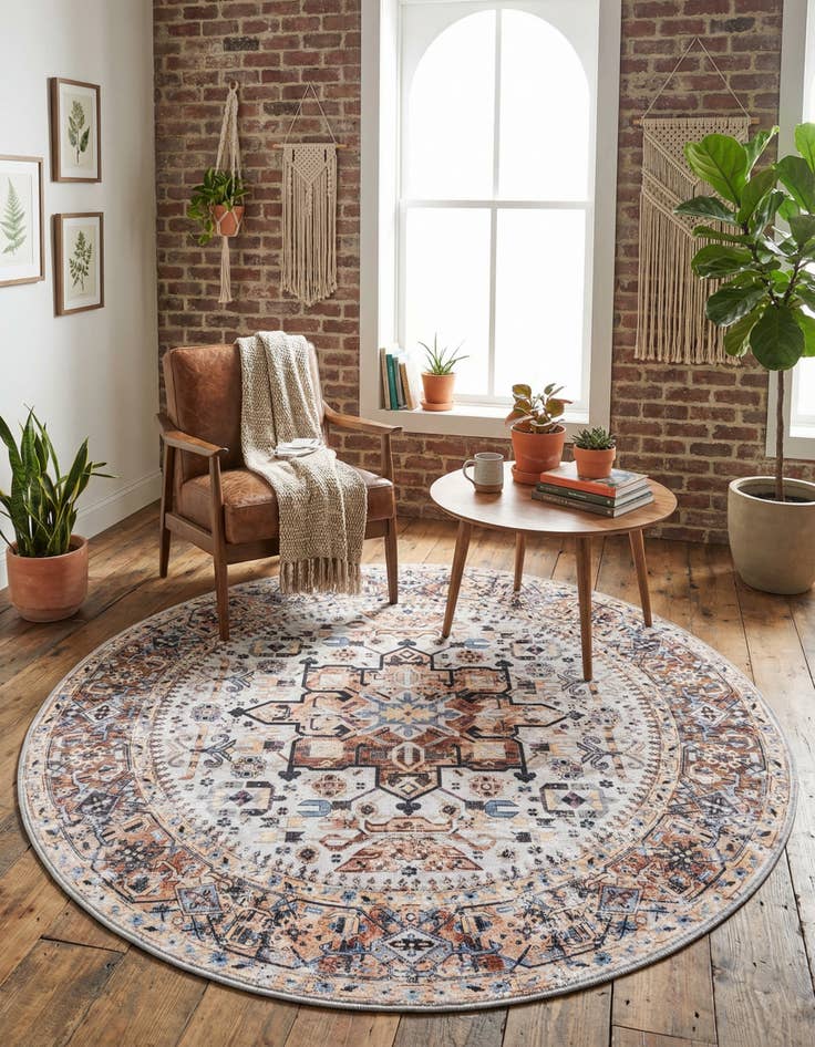 Detail image of 5' 3 x 5' 3 Washable Yara Round Rug