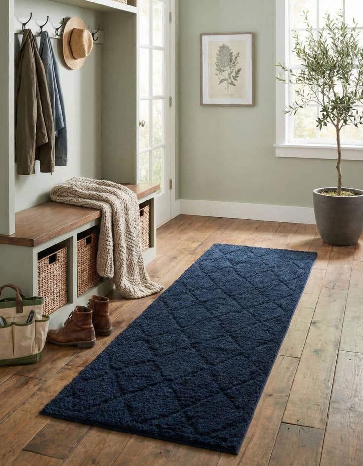 Detail image of 2' x 6' 9 Trellis Shag Runner Rug