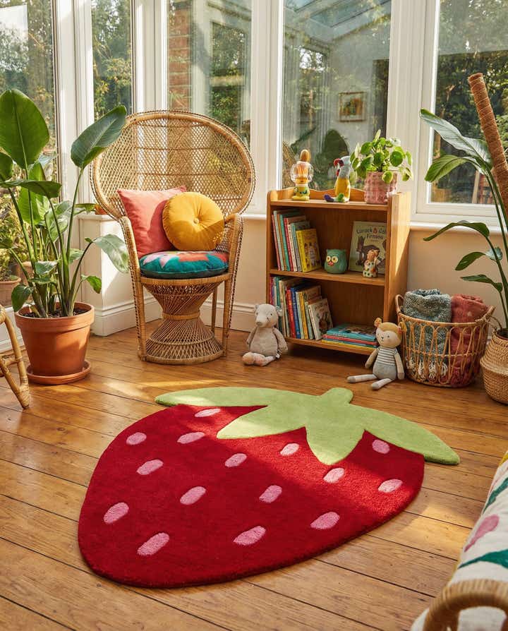 4' 6 x 5' 3 Happy Rugs Strawberry Wool Square