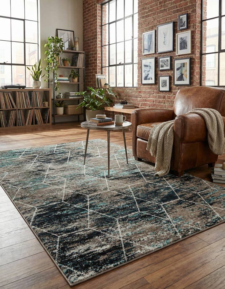 Detail image of 6' x 9' Lattice Frieze Rug