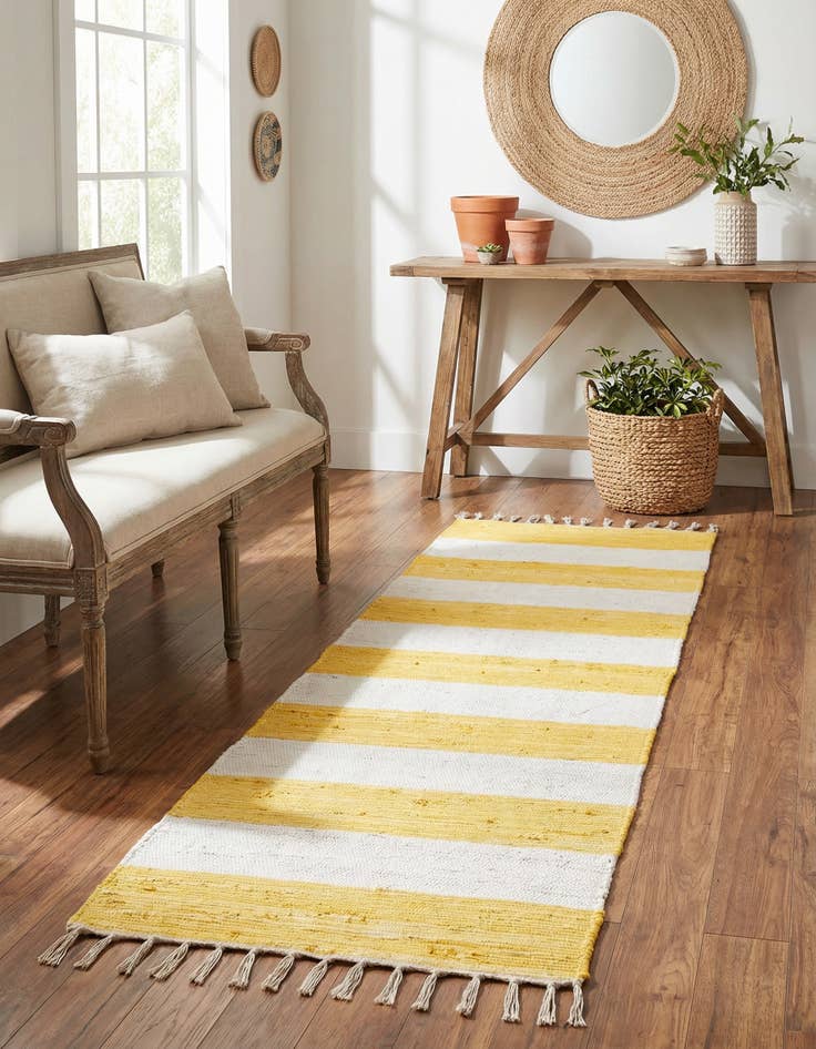 Detail image of 2' 2 x 8'  Hand Woven Chindi Rag Runner Rug