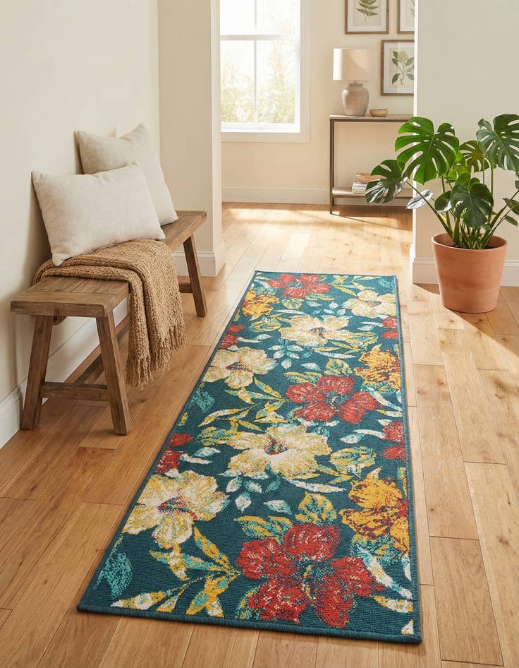 Detail image of 2' x 6' Easy-Clean Coastal Indoor / Outdoor Runner Rug