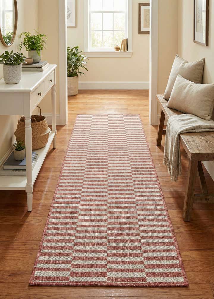 2' x 6' Easy-Clean Striped Indoor / Outdoor Runner Rug