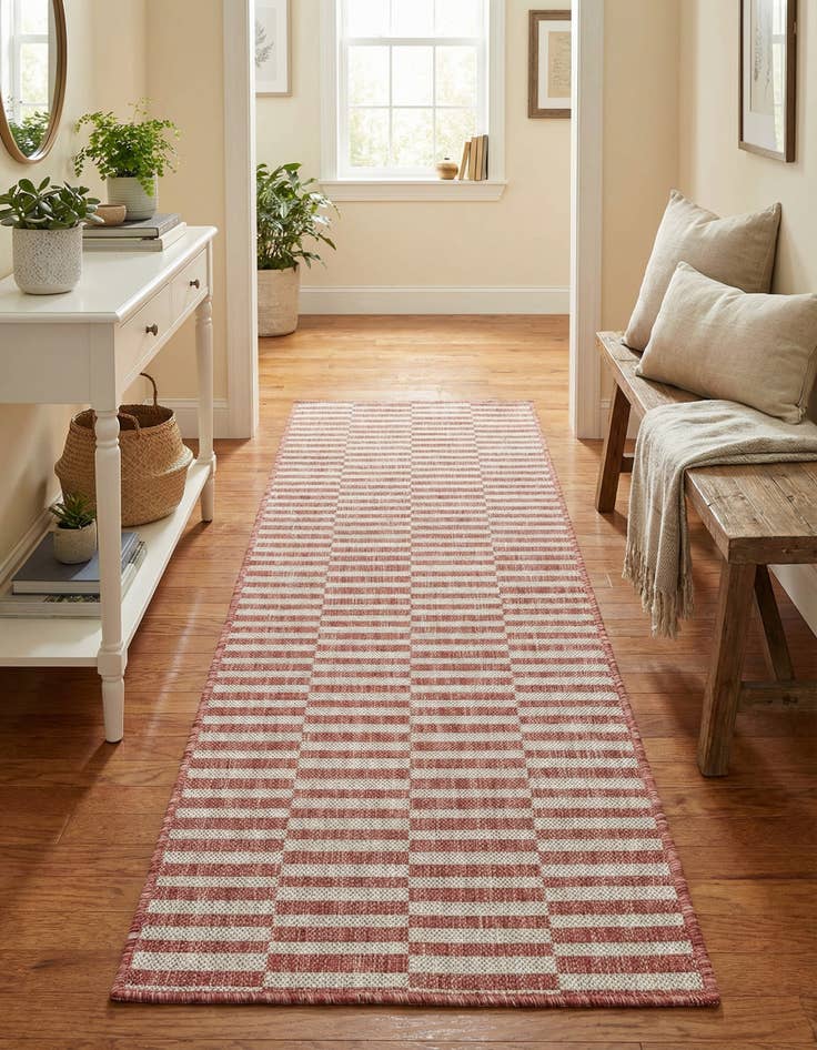Detail image of 2' x 6' Easy-Clean Striped Indoor / Outdoor Runner Rug