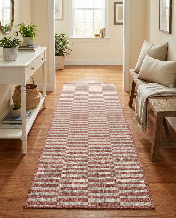2' x 6' Easy-Clean Striped Indoor / Outdoor Runner Rug