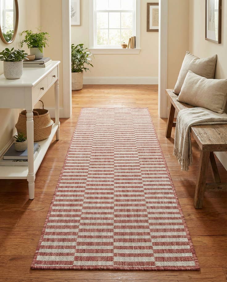 Detail image of 2' x 6' Easy-Clean Striped Indoor / Outdoor Runner Rug