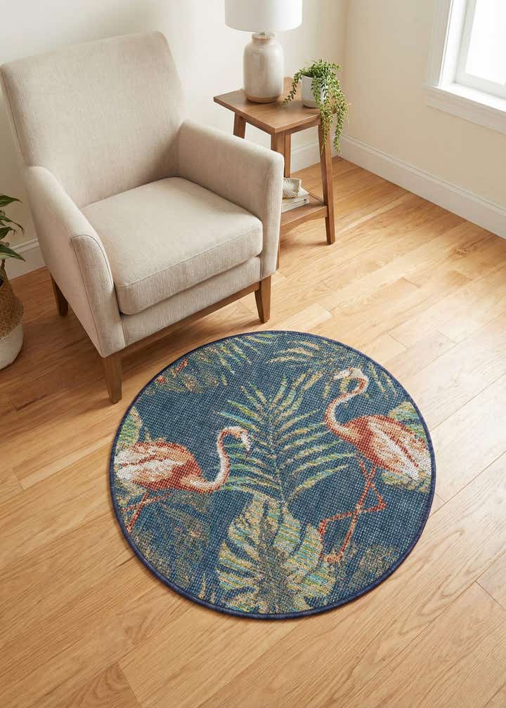 3' 3 x 3' 3 Easy-Clean Baja Indoor / Outdoor Round Rug