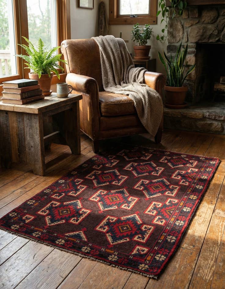 Detail image of 2' 9 x 4' 7 Hand Knotted Balouch Persian Wool Rug