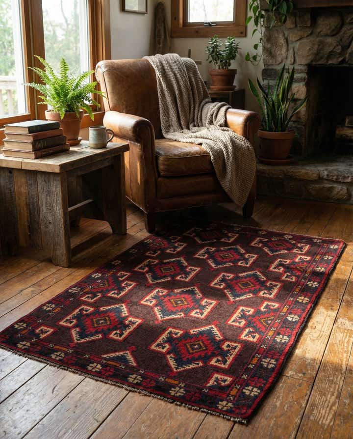 2' 9 x 4' 7 Hand Knotted Balouch Persian Wool Rug