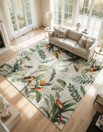10' x 10' Easy-Clean Botanical Indoor / Outdoor Square Rug