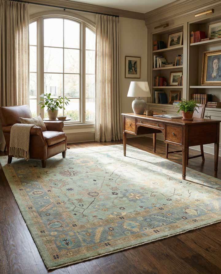 8' 1 x 10' Hand Knotted Oushak Wool Rug