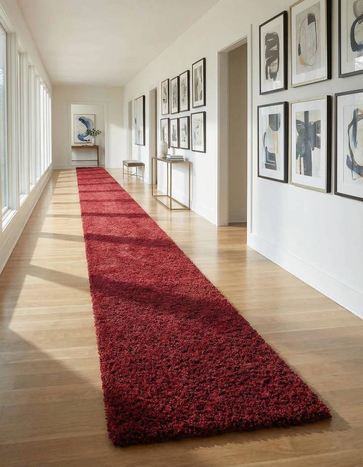 Detail image of 2' 7 x 16' 5 Solid Shag Runner Rug