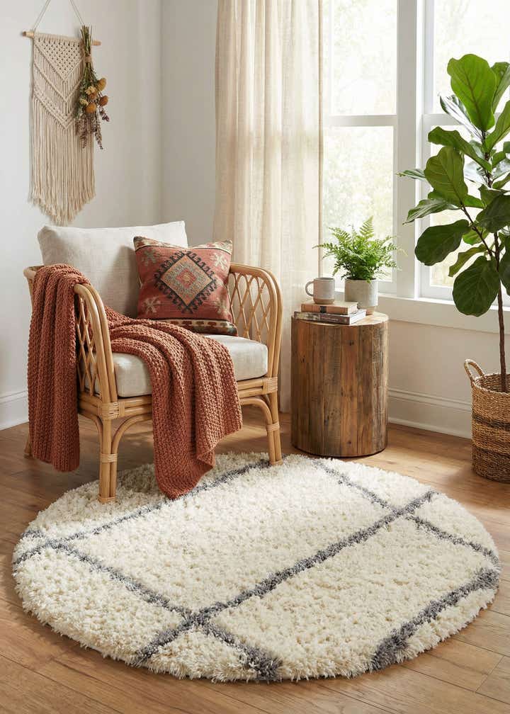 5' x 5' Infinity Shag Round Rug