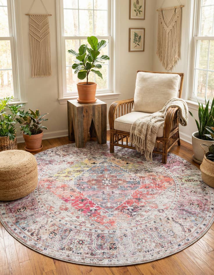 Detail image of 7' 10 x 7' 10  Washable Yara Round Rug