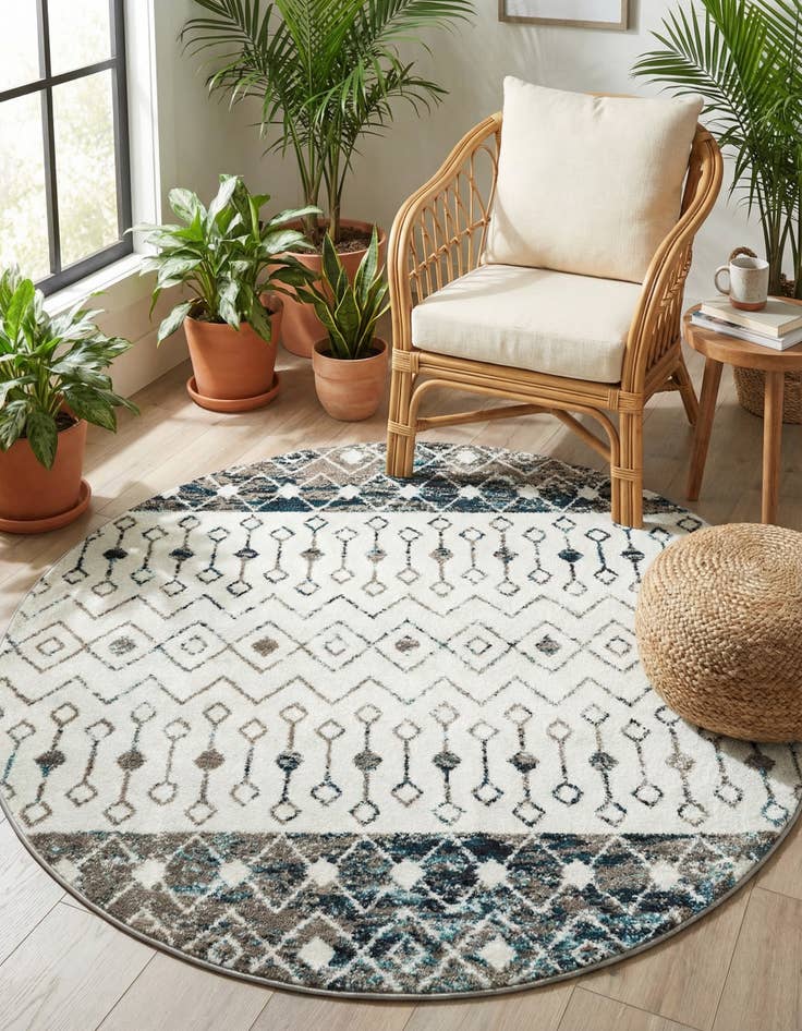Detail image of  6' x 6' Moroccan Trellis Round Rug