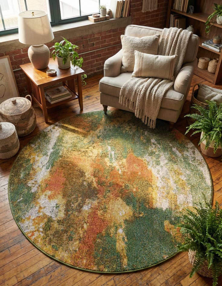 Detail image of 6' x 6' Washable Haerfest Round Rug