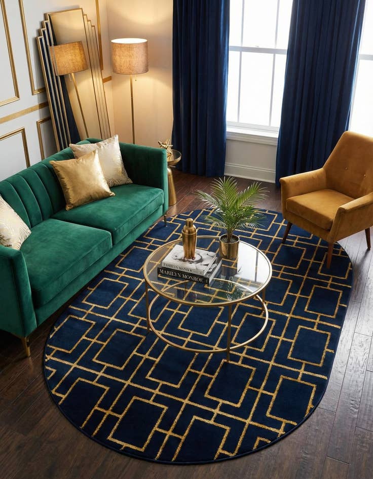 Detail image of 5' 3 x 8'  Marilyn Monroe&trade; Glam Deco Oval Rug