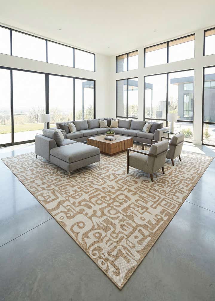 13' x 13' Easy-Clean Modern Indoor / Outdoor Square Rug