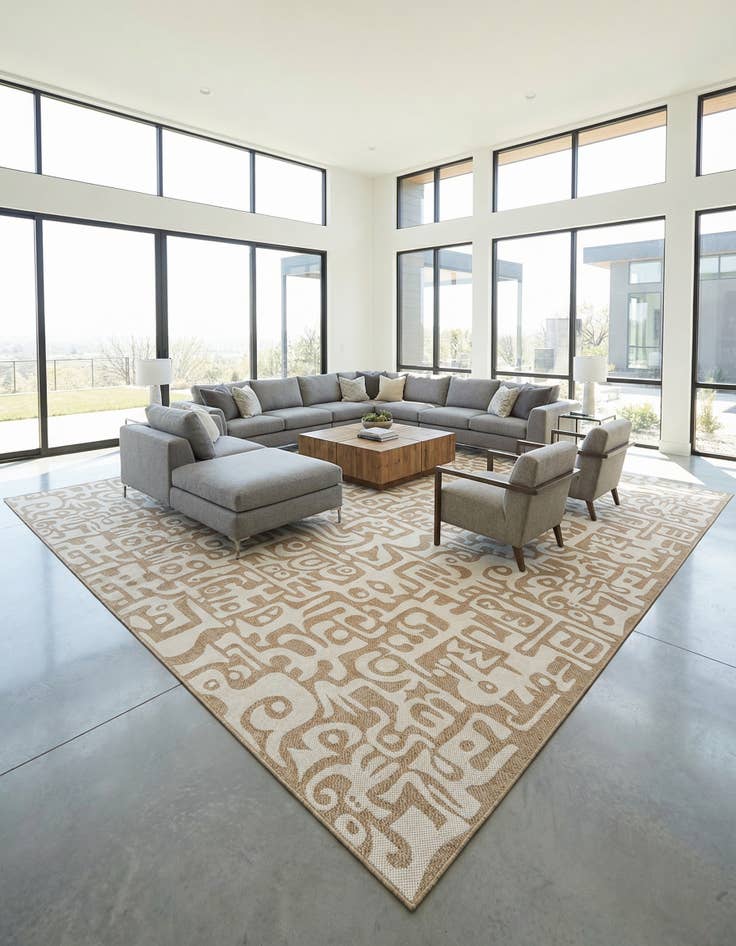 Detail image of 13' x 13' Easy-Clean Modern Indoor / Outdoor Square Rug