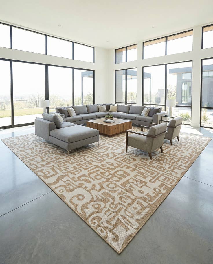 Detail image of 13' x 13' Easy-Clean Modern Indoor / Outdoor Square Rug
