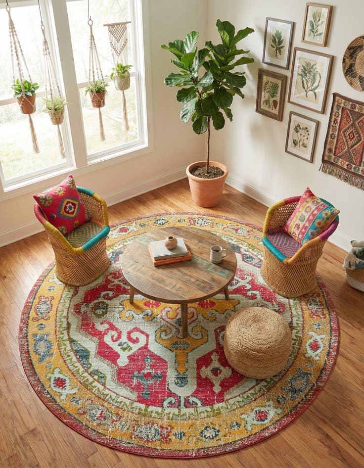 Detail image of 8' x 8'  Washable Arte Round Rug