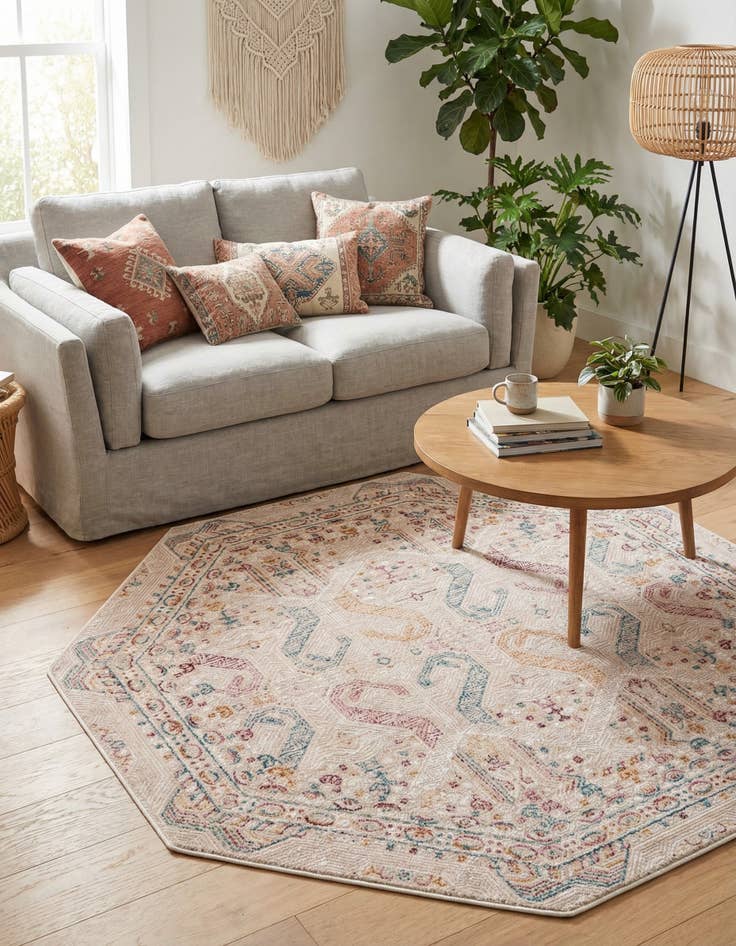 Detail image of 5' 3 x 5' 3 Deepa Octagon Rug