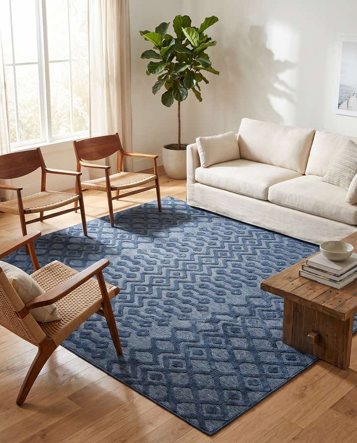 7' 10 x 10' Easy-Clean Trellis Textured Indoor / Outdoor Rug