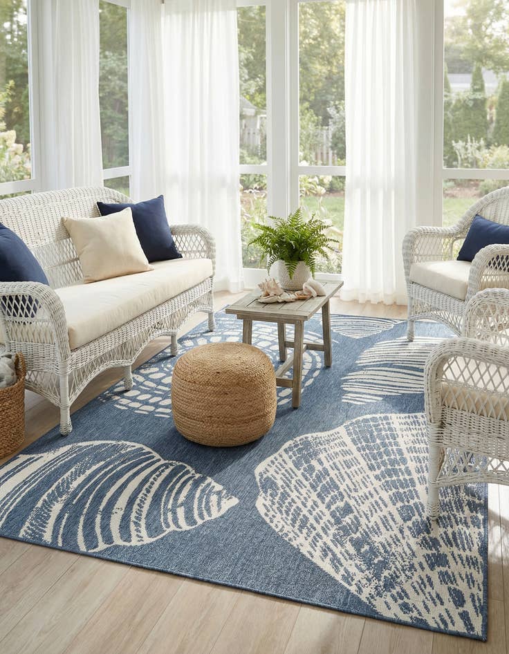 Detail image of 5' 3 x 8' Washable Coastal Indoor / Outdoor Rug