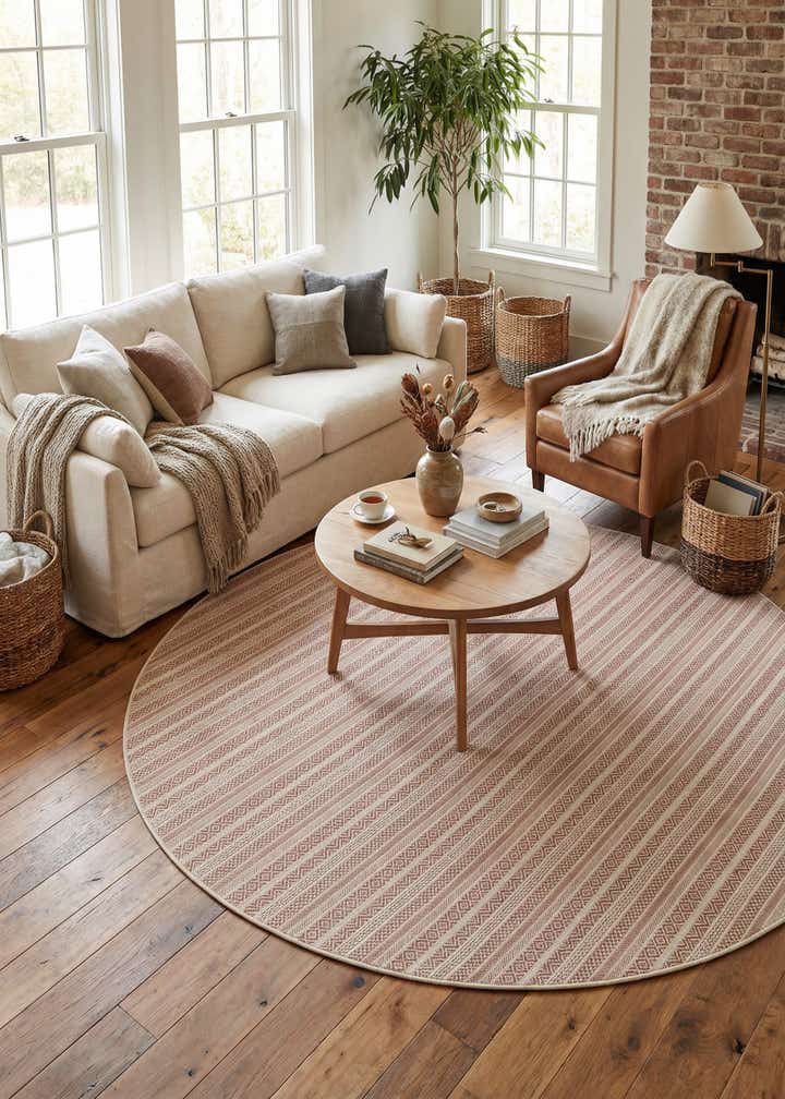 10' x 10' Easy-Clean Ribbon Indoor / Outdoor Round Rug
