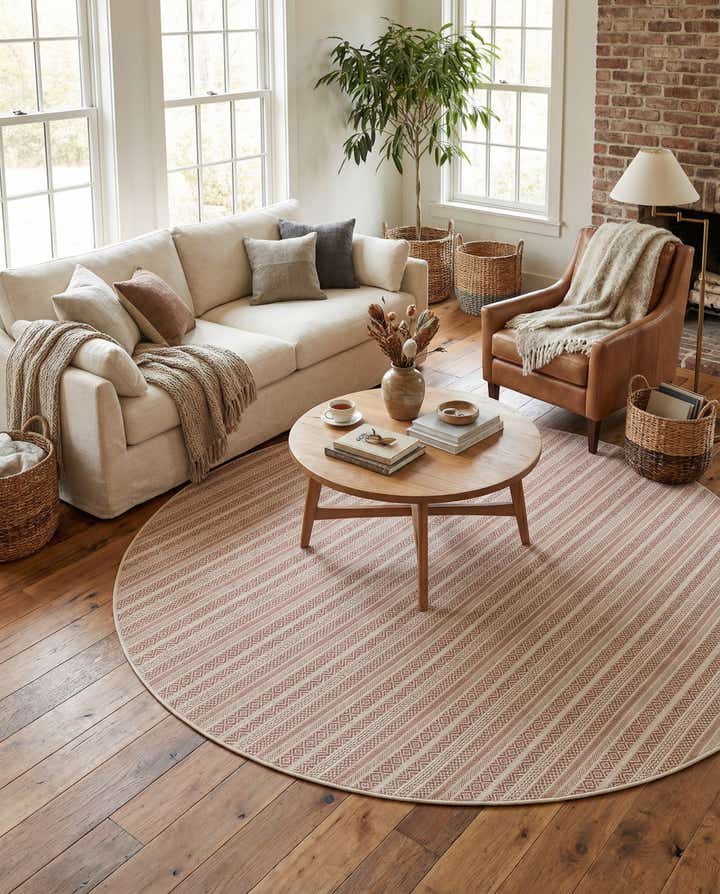10' x 10' Easy-Clean Ribbon Indoor / Outdoor Round Rug
