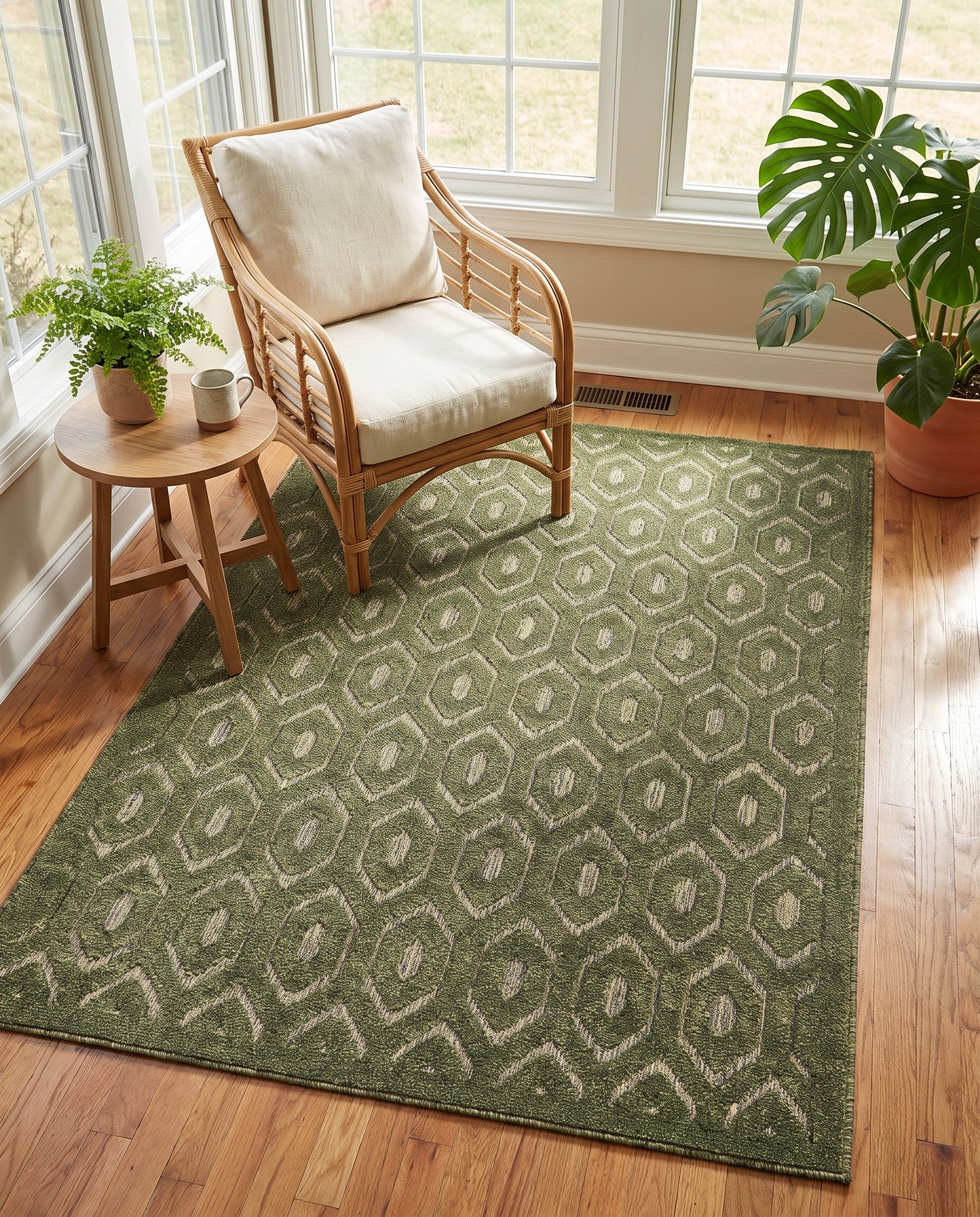 4' x 6' Easy-Clean Trellis Textured Indoor / Outdoor Rug