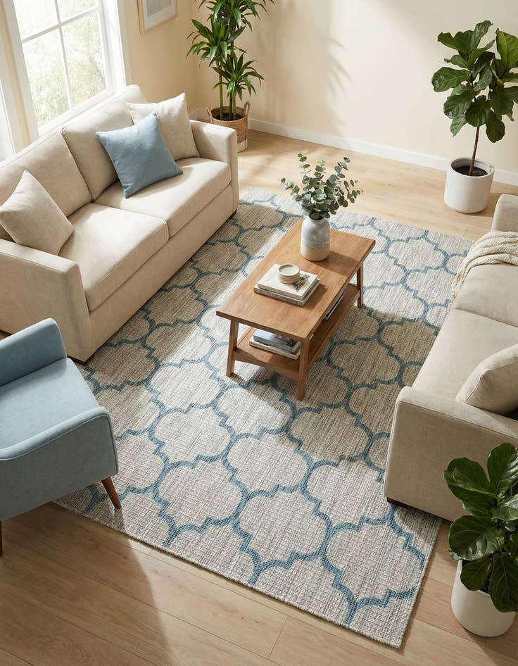 Detail image of 5' 3 x 8' Washable Lattice Indoor / Outdoor Rug