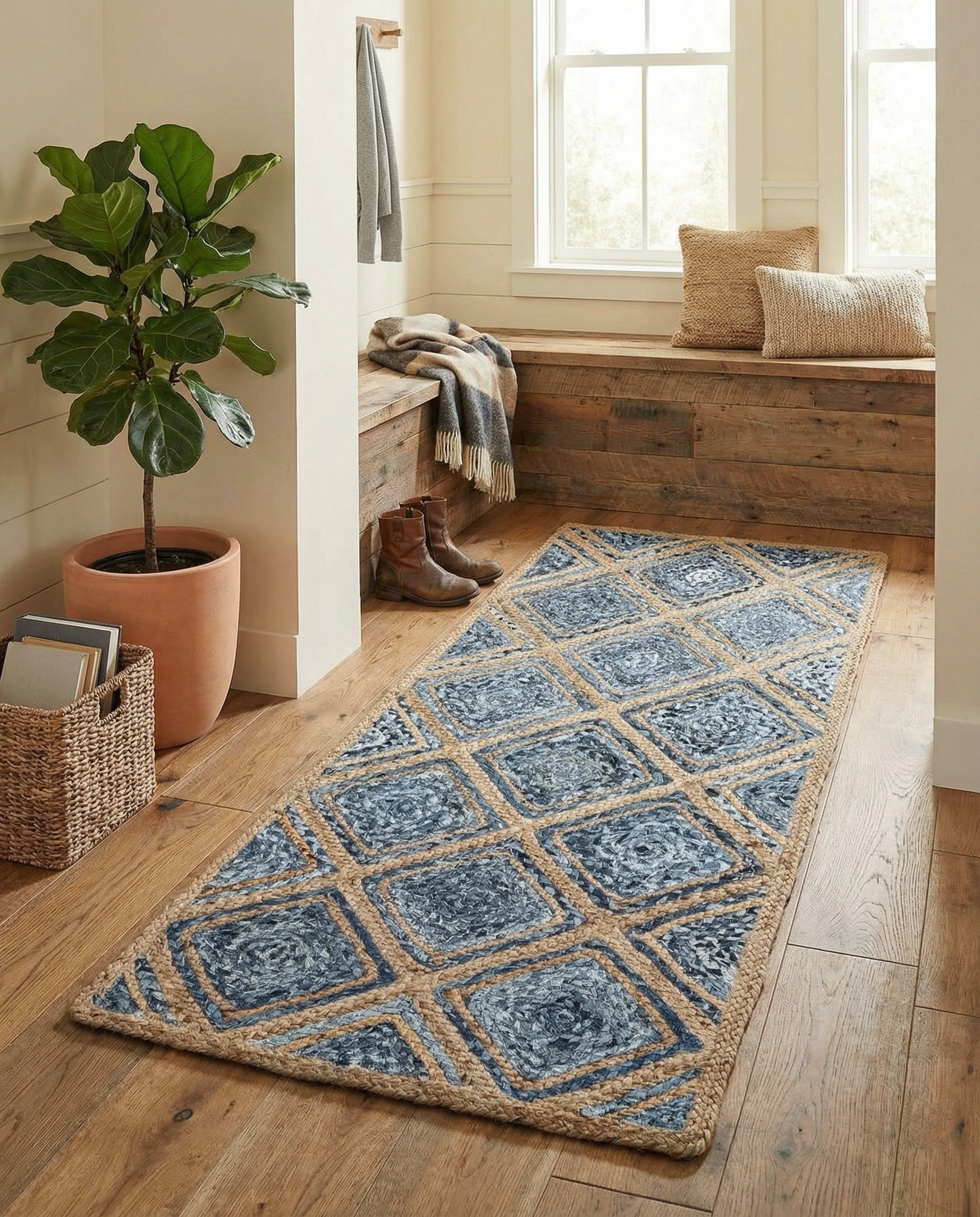 2' 7 x 6' 1 Handmade Braided Jute Runner Rug