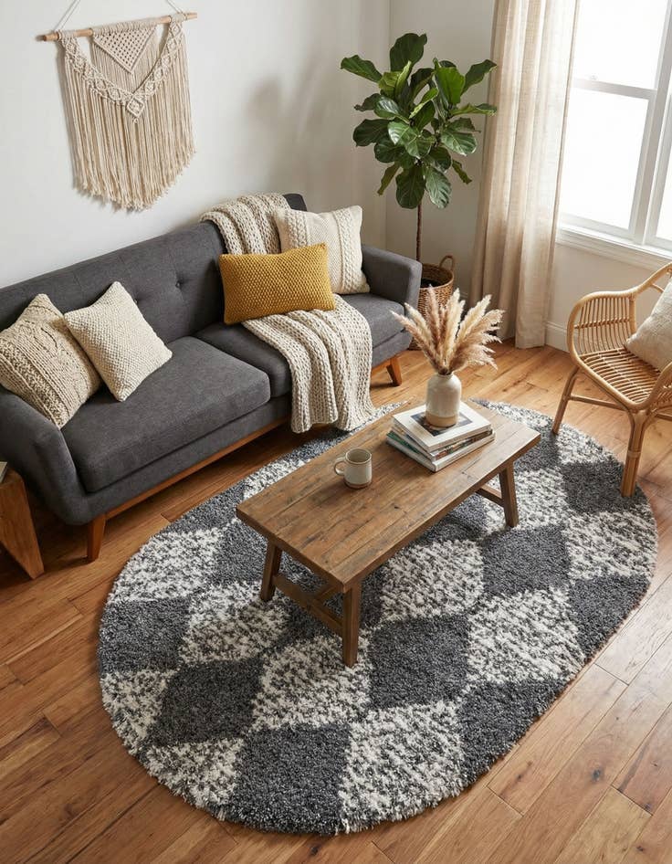 Detail image of 5' 3 x 8' Serenity Shag Oval Rug