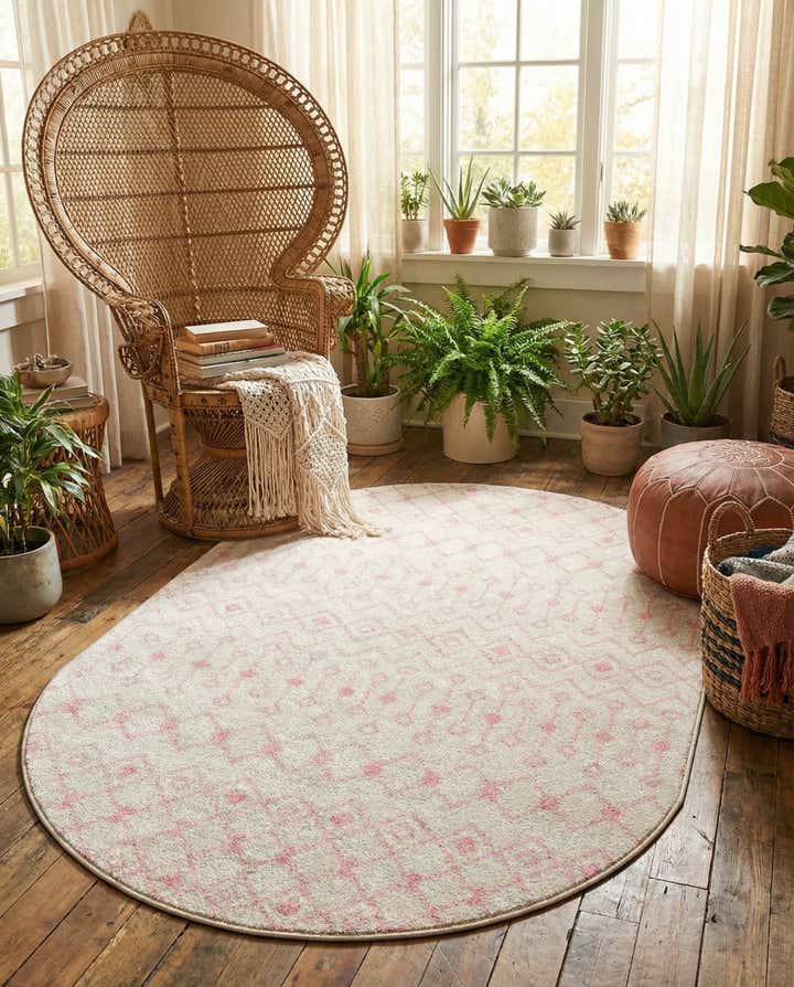 4' x 6' Moroccan Trellis Oval Rug