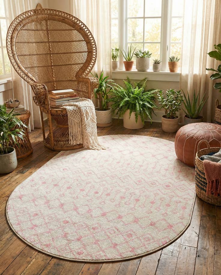 Detail image of 4' x 6' Moroccan Trellis Oval Rug