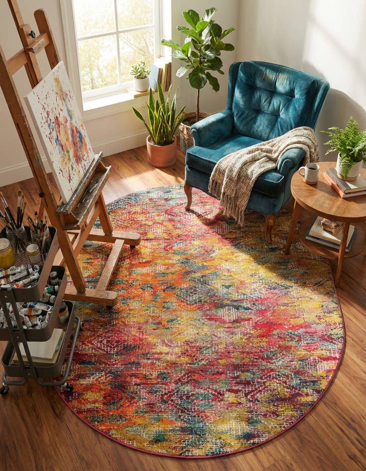 Detail image of 7' 10 x 10' Washable Vivid Oval Rug