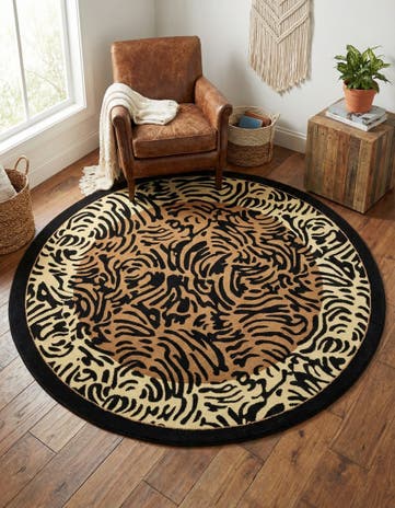 Light Brown Safari Round Rug